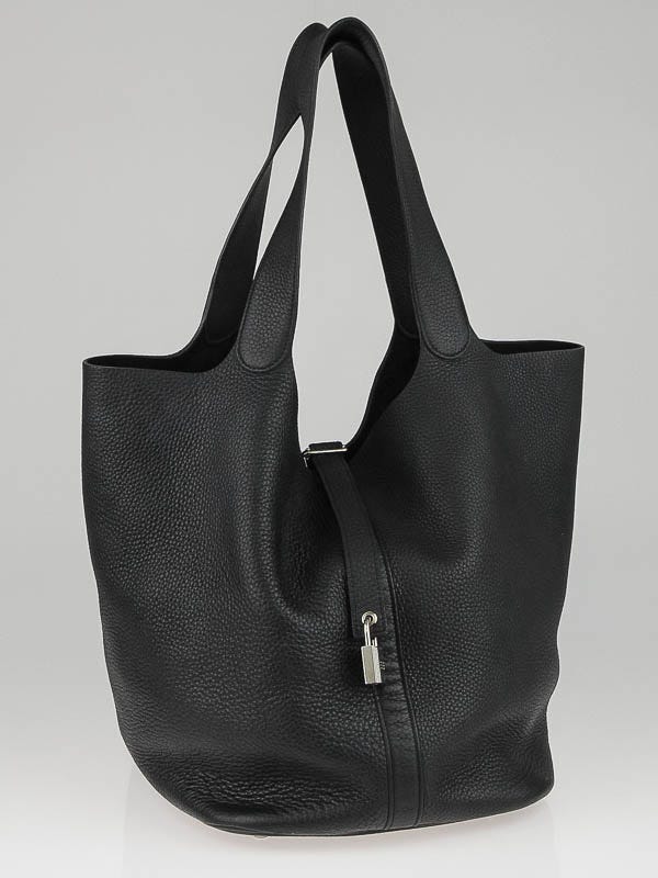 Hermes Black Clemence Leather Picotin Lock GM Bag - Yoogi's Closet