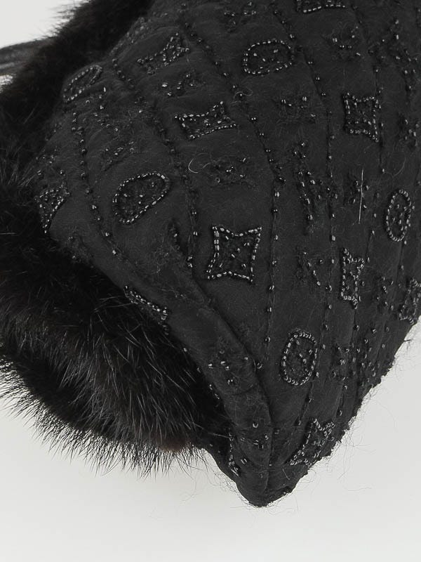 Louis Vuitton Limited Edition Black Quilted Monogram Chiffon Mink