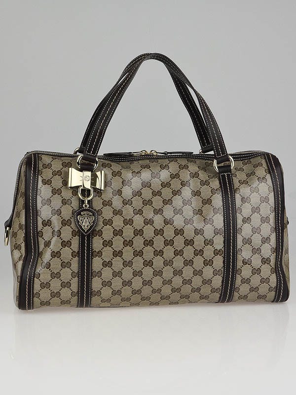 Gucci Beige/Ebony GG Crystal Medium Duchessa Boston Bag