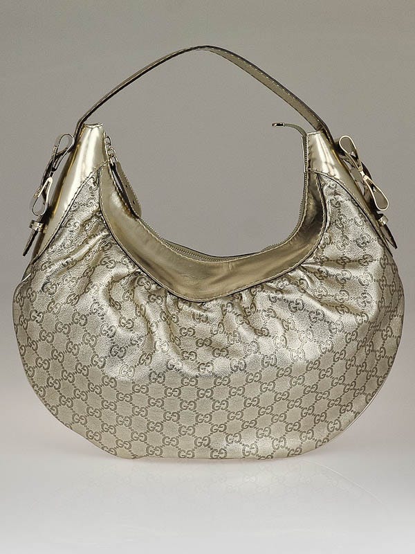 Gucci Gold Guccissima Leather Queen Hobo Bag