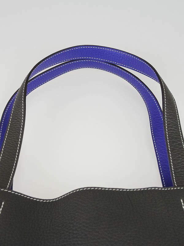 Hermes Double Sens Clemence 45 Blue Leather Tote Shopper Bag –