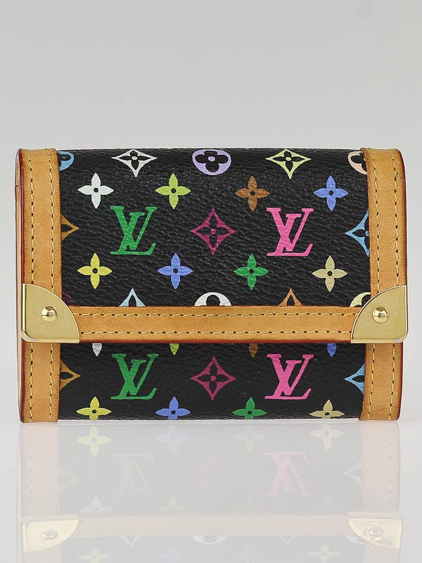 Louis Vuitton Black Monogram Multicolore Porte Monnaie Plat
