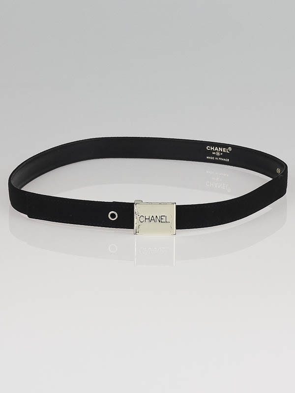 Chanel Black Fabric Narrow Logo Belt 