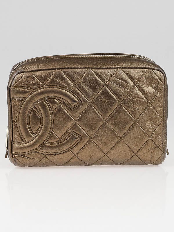 Chanel Bronze Quilted Cambon Ligne Cosmetic Pouch