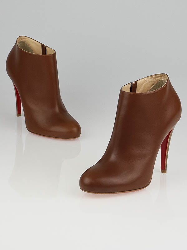 Christian Louboutin Brown Leather Belle 100 Booties Size 7.5/38