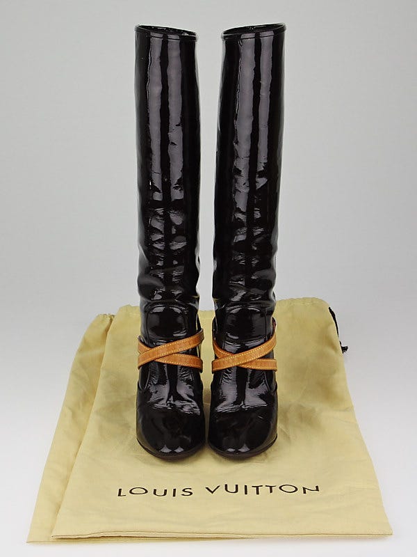 Louis Vuitton Amarante Vernis Knee High Wedge Boots Size 7/37.5 - Yoogi's  Closet