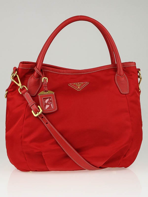 Prada Rosso Tessuto Nylon and Leather Top Handle Bag BR4420