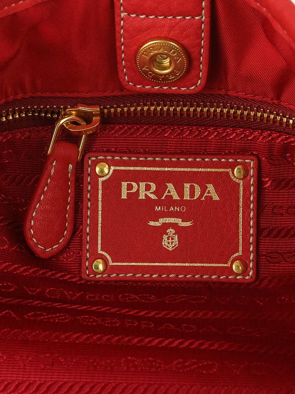 Prada Rosso Tessuto Nylon and Leather Top Handle Bag BR4420