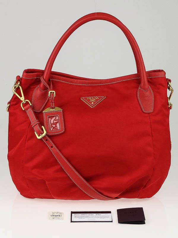 Prada Rosso Tessuto Nylon and Leather Top Handle Bag BR4420