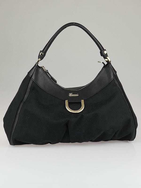 Gucci Black GG Canvas Large D-Ring Hobo Bag | Yoogi's Closet