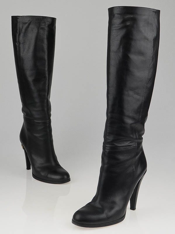 Gucci Black Leather Elizabeth High Heel Boots Size 8.5B/39
