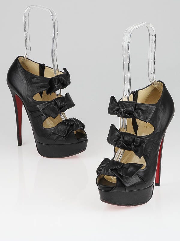 Christian Louboutin Black Leather Madame Butterfly 140 Pumps Size 6.5/37