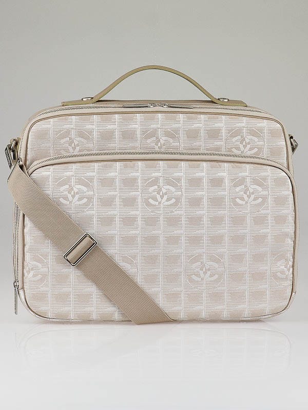 Chanel Beige CC Nylon Travel Line Laptop and Briefcase Bag