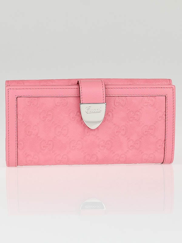 Gucci Pink Guccissima Leather Long Flap Wallet
