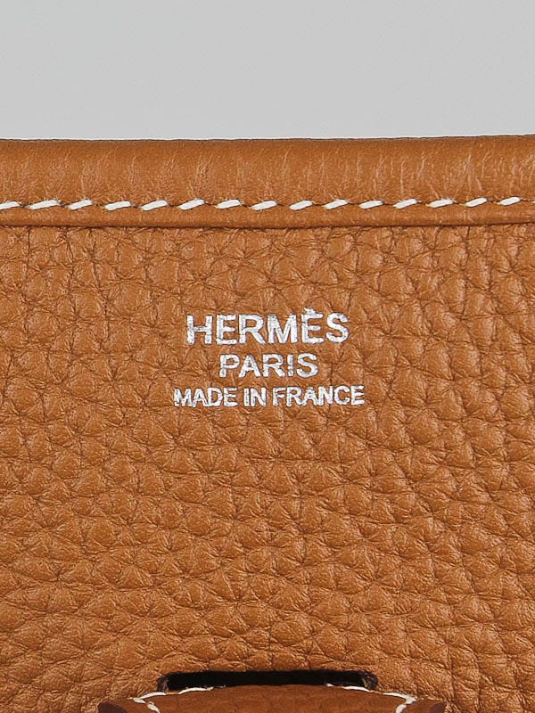 Hermes Gold Clemence Leather Evelyne III PM Bag - Yoogi's Closet