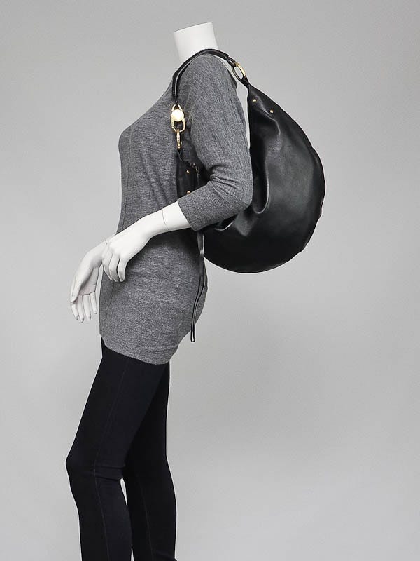 Gucci Black Lambskin Leather Moon Hobo Bag | Yoogi's Closet