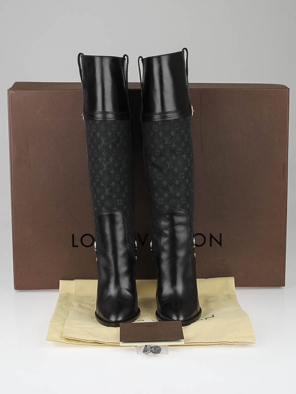 Authentic Louis Vuitton Mini Lin Black High Boots