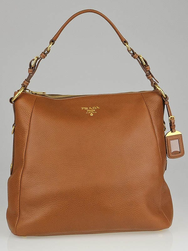 Prada Brandy Vitello Daino Leather Hobo Bag BR4891