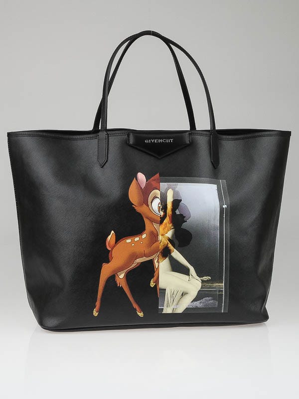 Givenchy Black Leather Bambi Antigona Large Tote Bag