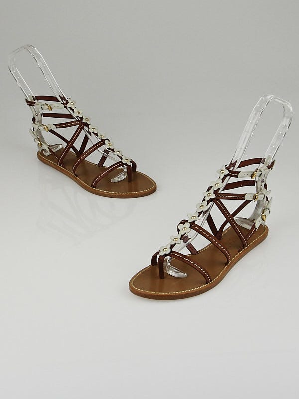 Louis Vuitton Brown Leather Fleurus Gladiator Flat Sandals Size 5.5/36