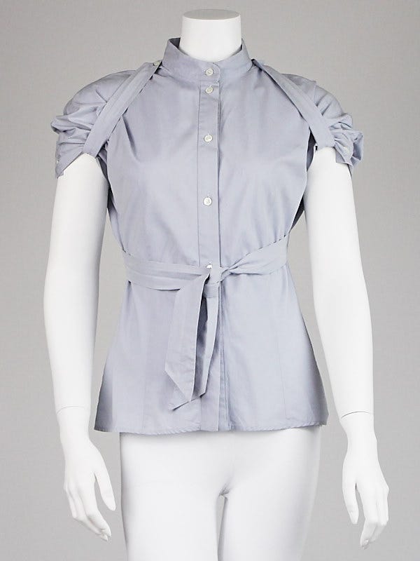 Alexander McQueen Blue Cotton Short Sleeve Shirt Size 8