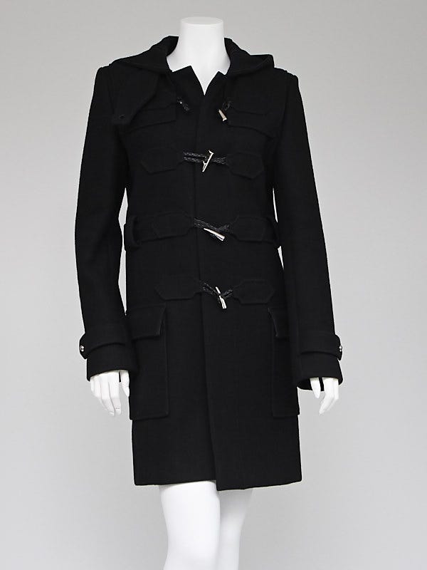 Balenciaga Black Wool Military Hooded Coat Size 4/38