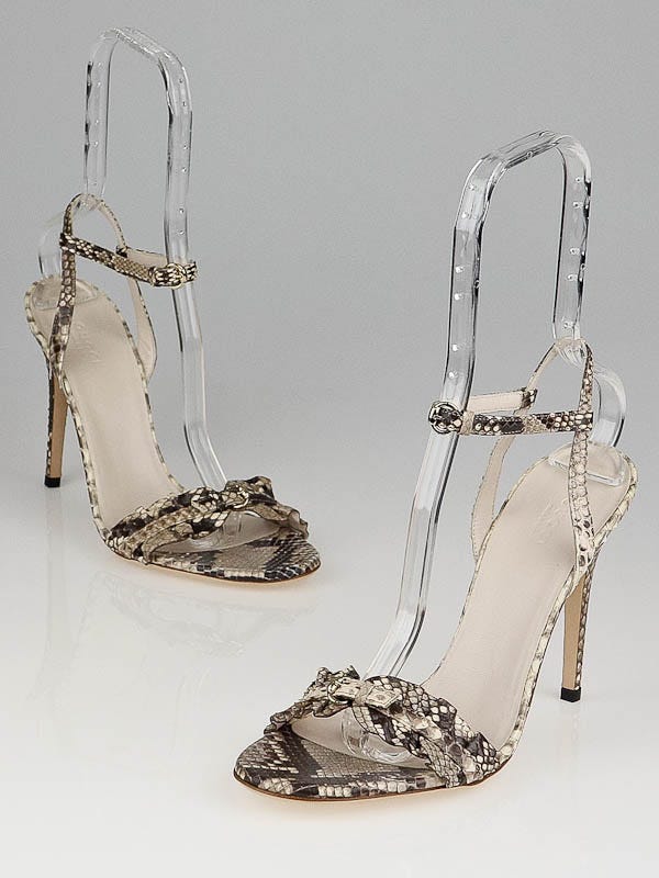 Gucci Beige/Brown Python Ankle-Strap Sabrina Sandals Size 9B/39.5