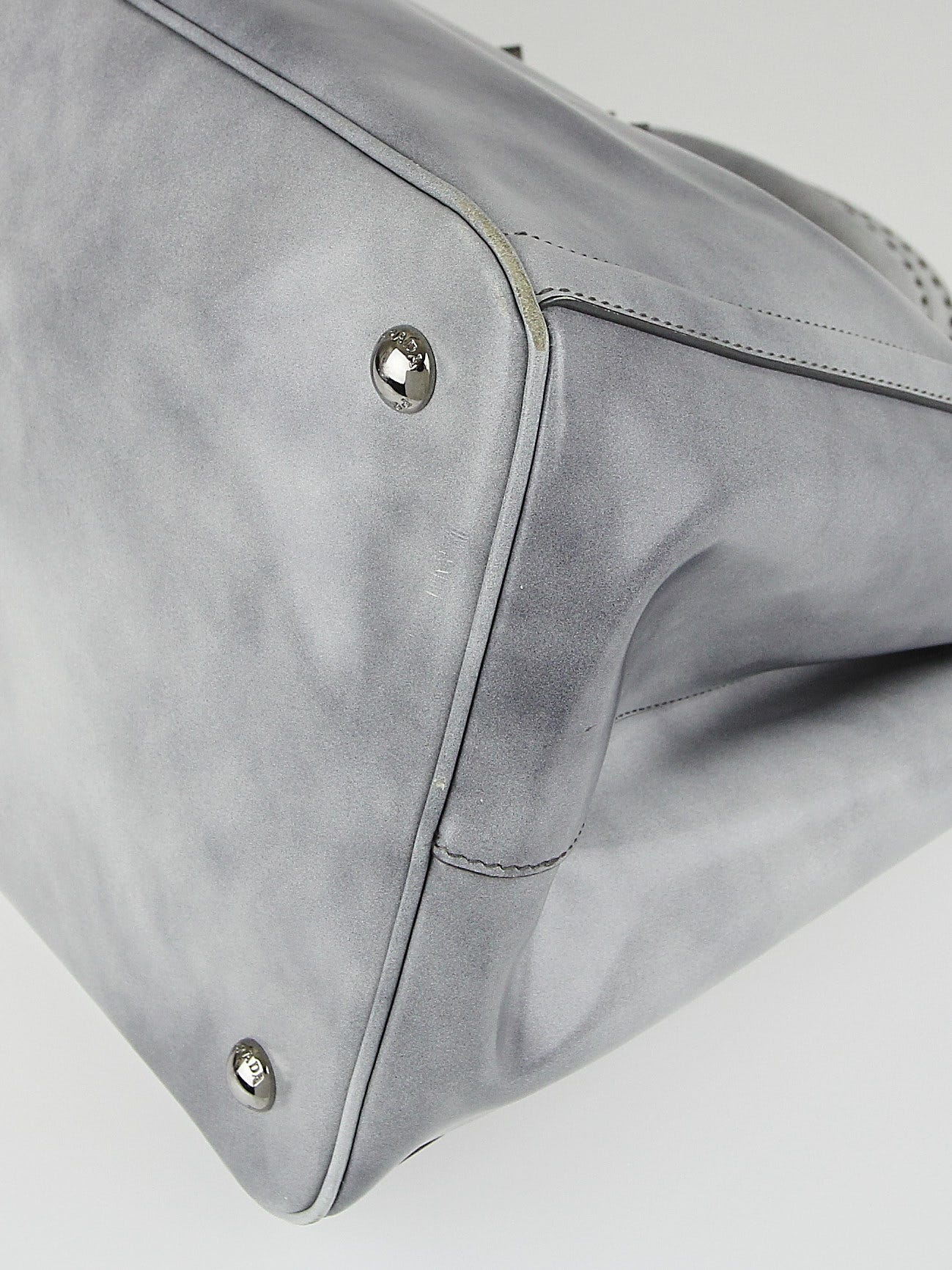 Prada Gray Zip Top Tote - Ann's Fabulous Closeouts