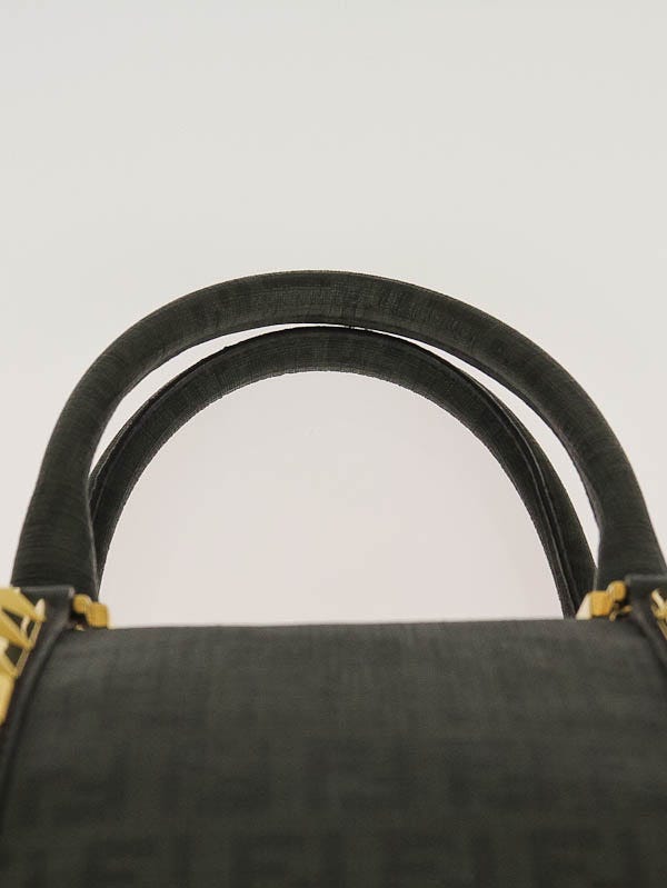 Fendi Green Zucchino Spalmati Canvas Forever Studded Bauletto 