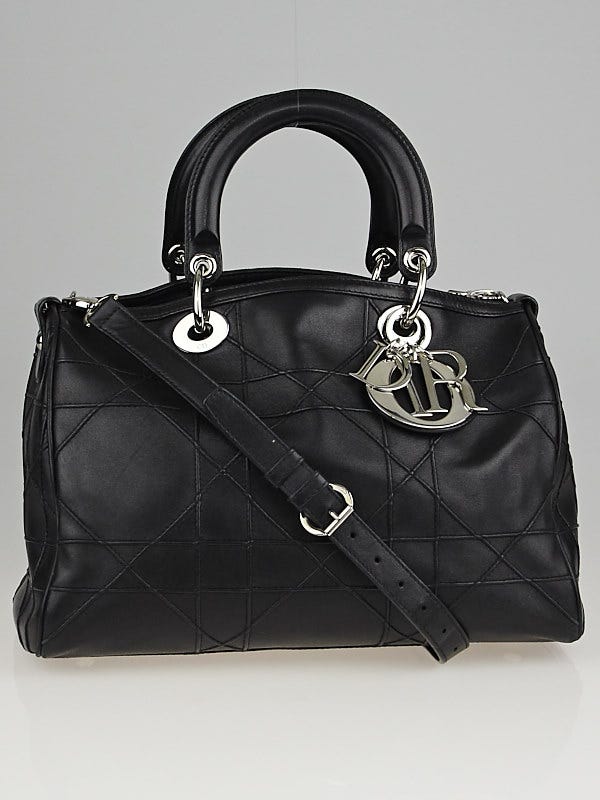 Christian Dior Black Cannage Quilted Leather Granville Polochon Bag
