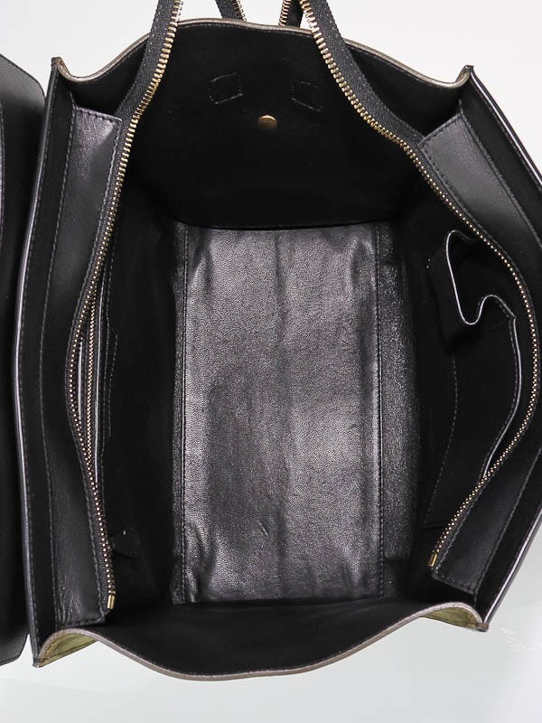 Celine Beige Nubuck Olive Suede Black Smooth Leather Tricolor Mini