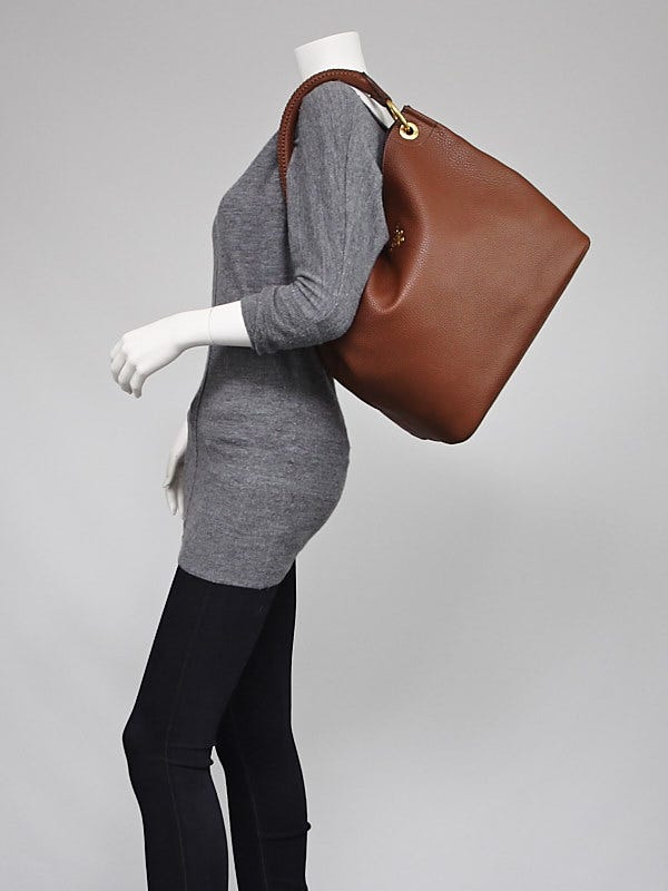 Prada Palissandro Vitello Daino Leather Large Hobo Bag