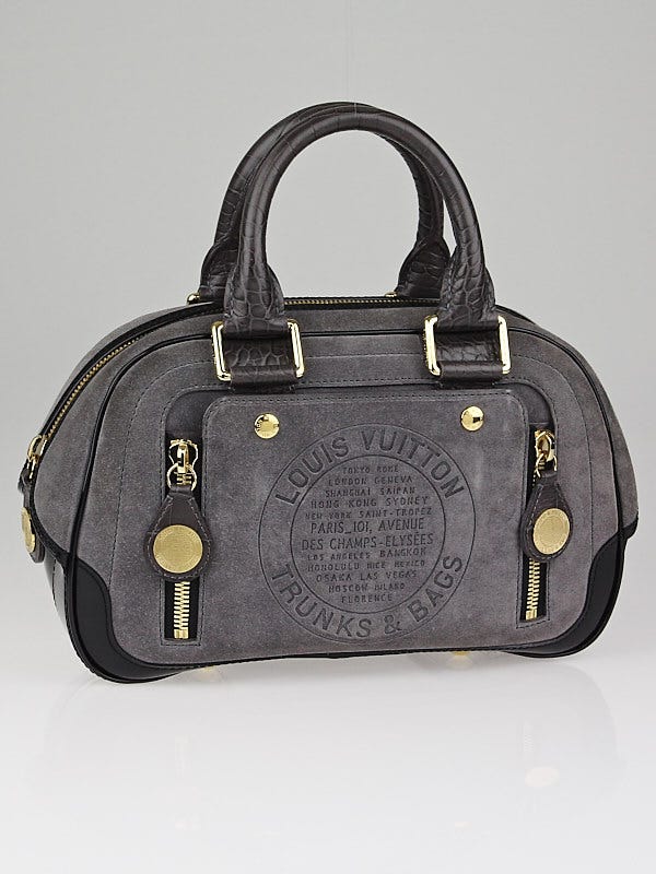 Louis Vuitton Limited Edition Grey Suede Havane Stamped Trunk PM Bag