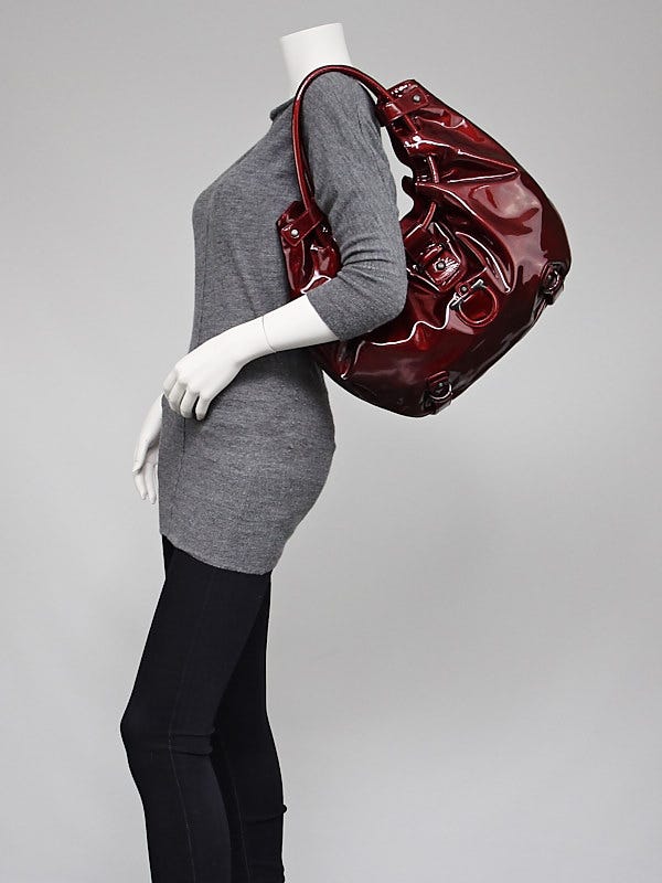 Salvatore Ferragamo Red Patent Leather Gancini Lucchetto