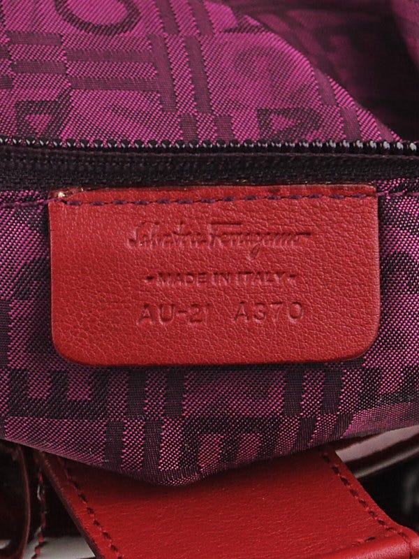 Salvatore Ferragamo Red Patent Leather Gancini Lucchetto
