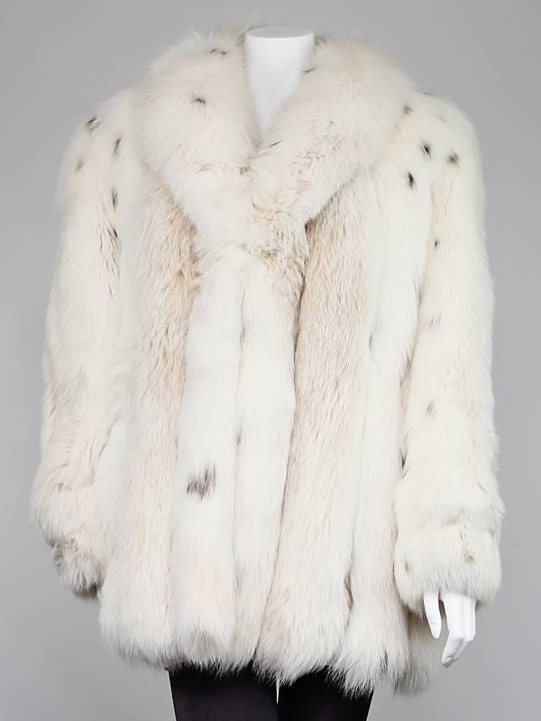 Christian Dior White Spotted Fox Coat Size 12
