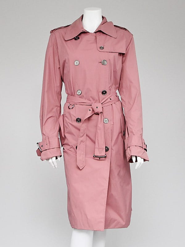 Burberry London Pink Nylon Belted Trench Coat Size 16