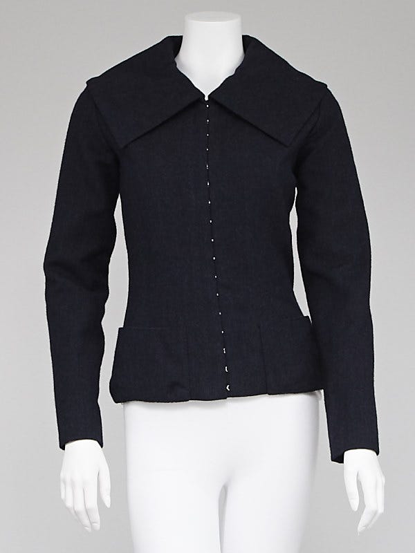 Louis Vuitton Navy Blue Wool Blazer Jacket Size 2/34