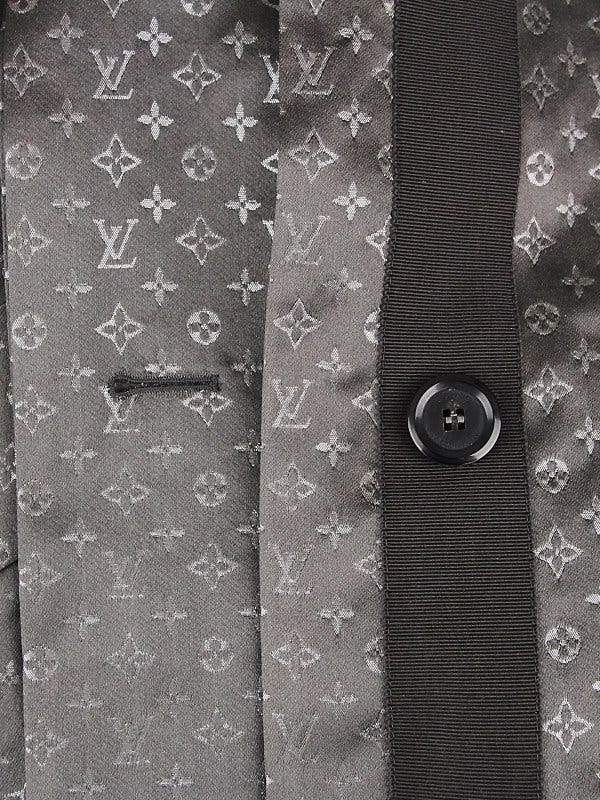 Louis Vuitton Silver Monogram Satin Mink Trench Coat Size 8/40