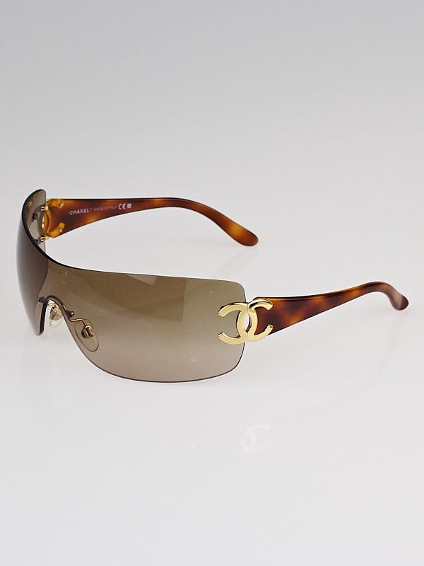 Chanel Brown Tortoise Shell Oversized Frame CC Logo
