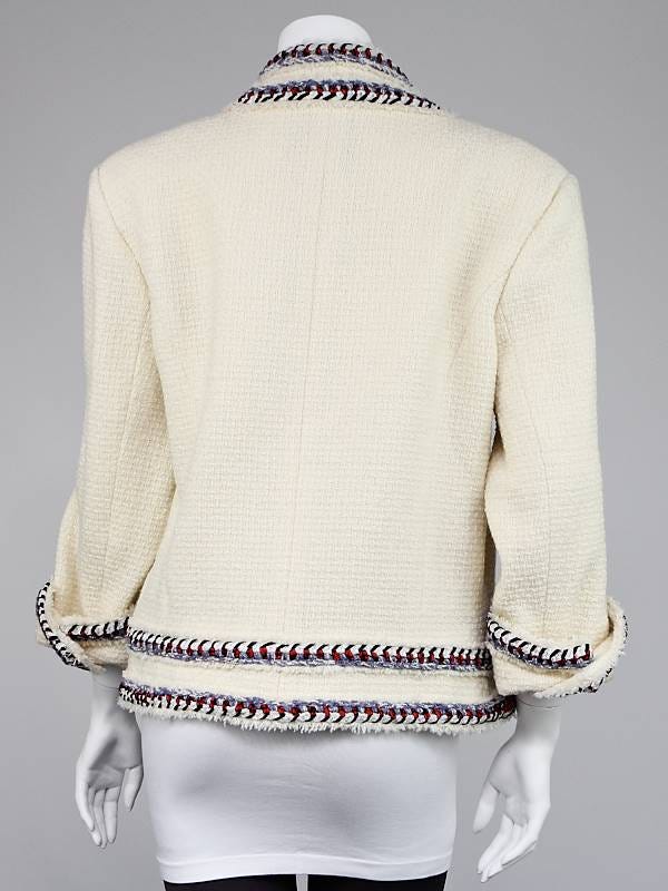 Chanel White Wool Tweed Jacket Size 18/50 | Yoogi's Closet