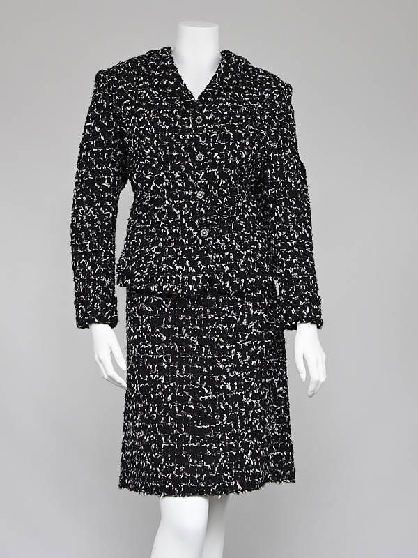 Chanel Black Lesage Tweed Skirt Suit Size 14/48 & 16/50