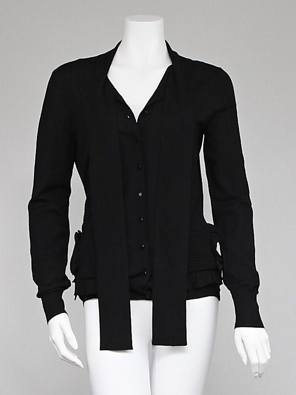 Fendi Black Wool Cardigan Sweater Size 12/46