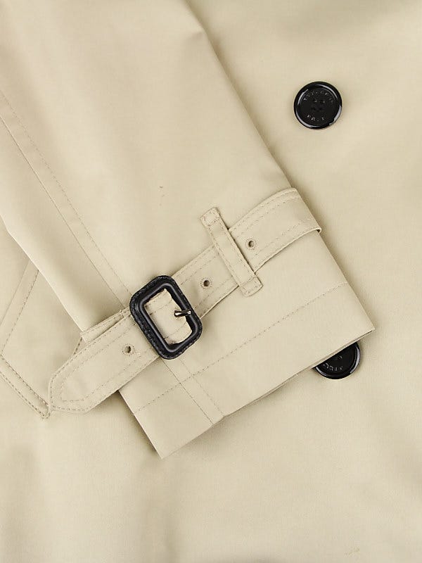 Burberry Brit Honey Fabric Double Breasted Belted Trench Coat Size