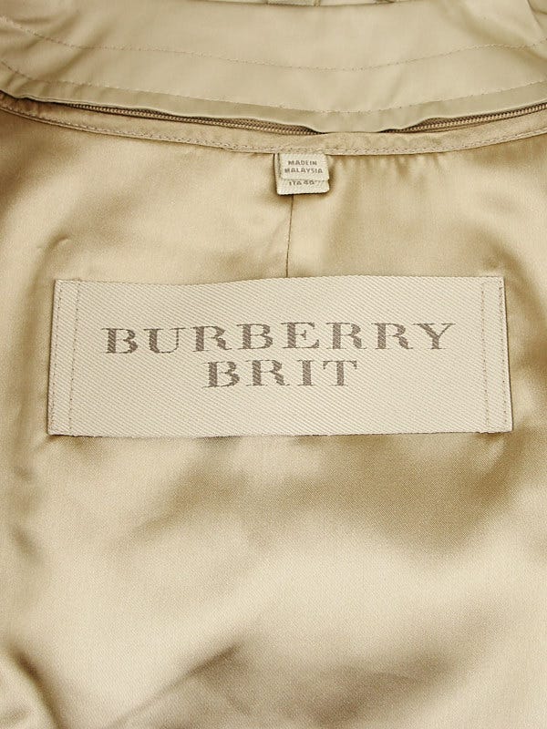 Burberry Brit Honey Fabric Double Breasted Belted Trench Coat Size