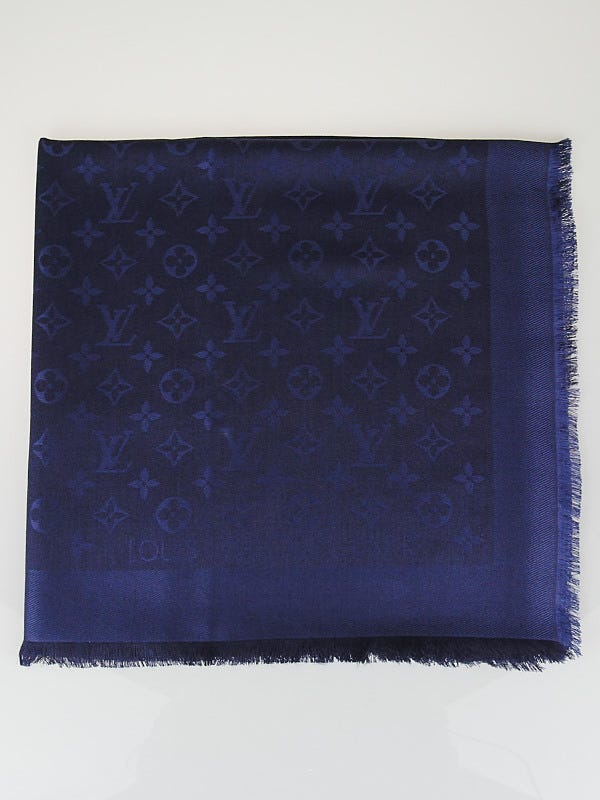 Louis Vuitton Night Blue Monogram Silk/Wool Shawl
