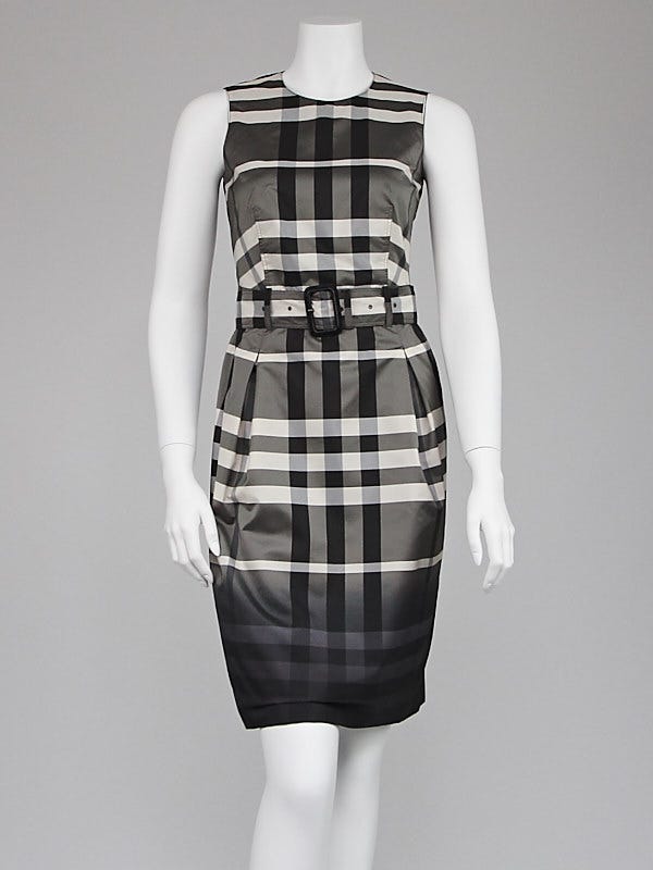Burberry London Black Beat Check Nylon Gradient Sleeveless Dress Size 2