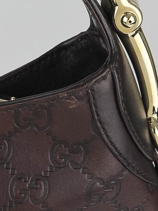 Gucci Dark Brown Leather Guccissima Creole Leather Monogram Hobo Bag