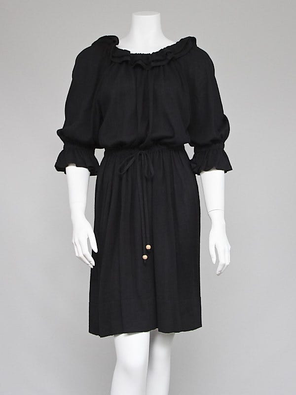 Fendi Black Cotton Knit Drawstring Dress Size 8/42
