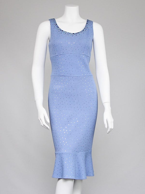 St. John Light Blue Wool and Sequin Dress Size 4